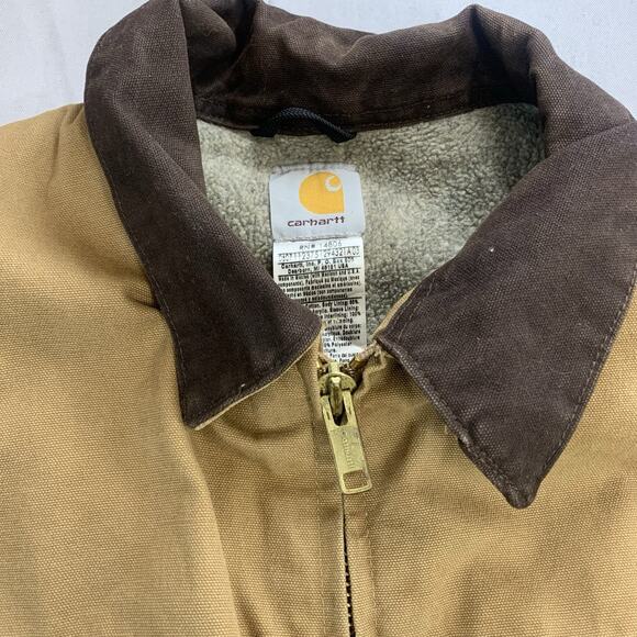 CARHARTT Mens 2XL Brown Sherpa Lined Sandstone Chore Coat Jacket C61 CML - Picture 4 of 14